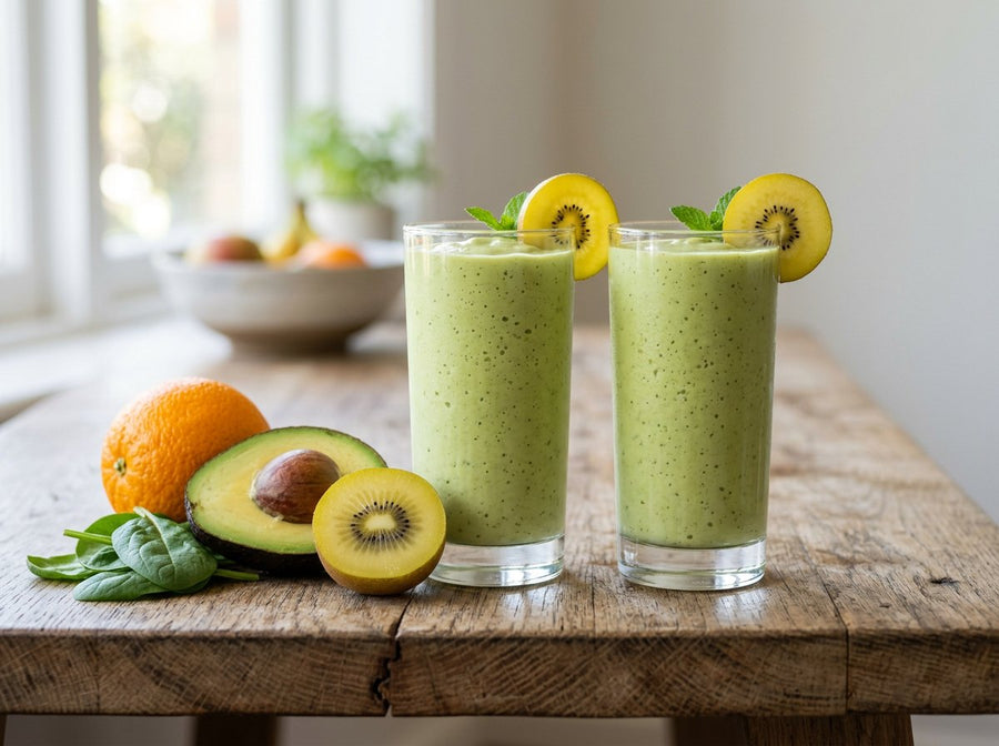 Green Breakfast Smoothie with Avocado & Gold Kiwifruit